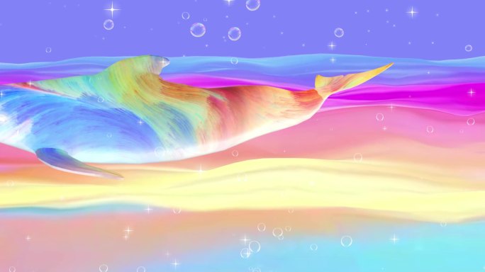 宽屏-卡通彩色海洋海豚-2
