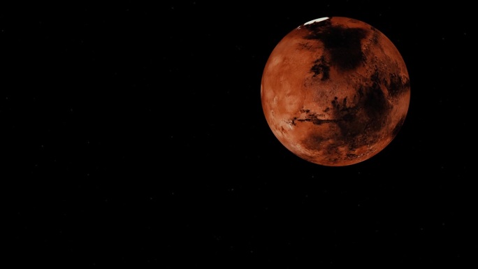 深空背景中旋转的火星。渲染图中使用的图片由nasa提供。