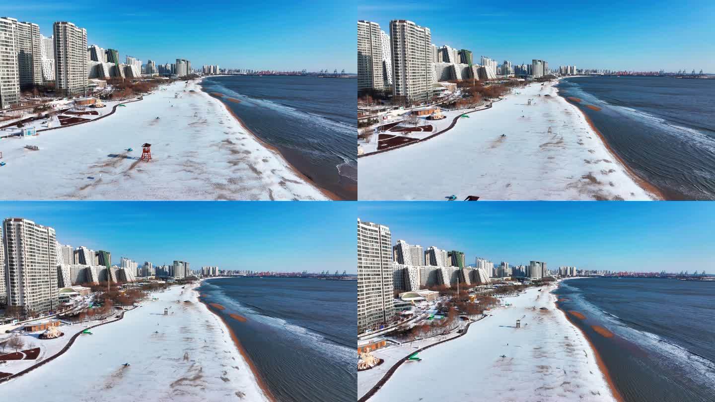 秦皇岛市海港区金梦海湾海边雪景