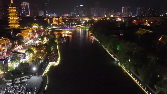 淮安里运河文化长廊 夜景延时视频
