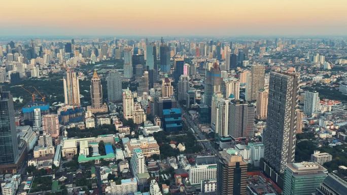 曼谷城市鸟瞰图。曼谷都市风光外国异域风情