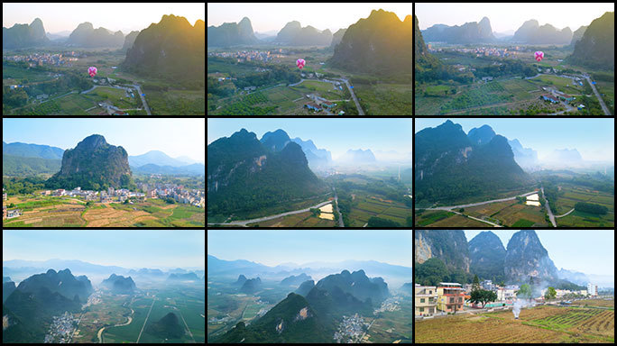 航拍壮丽的山川农田景色-英西峰林走廊4K