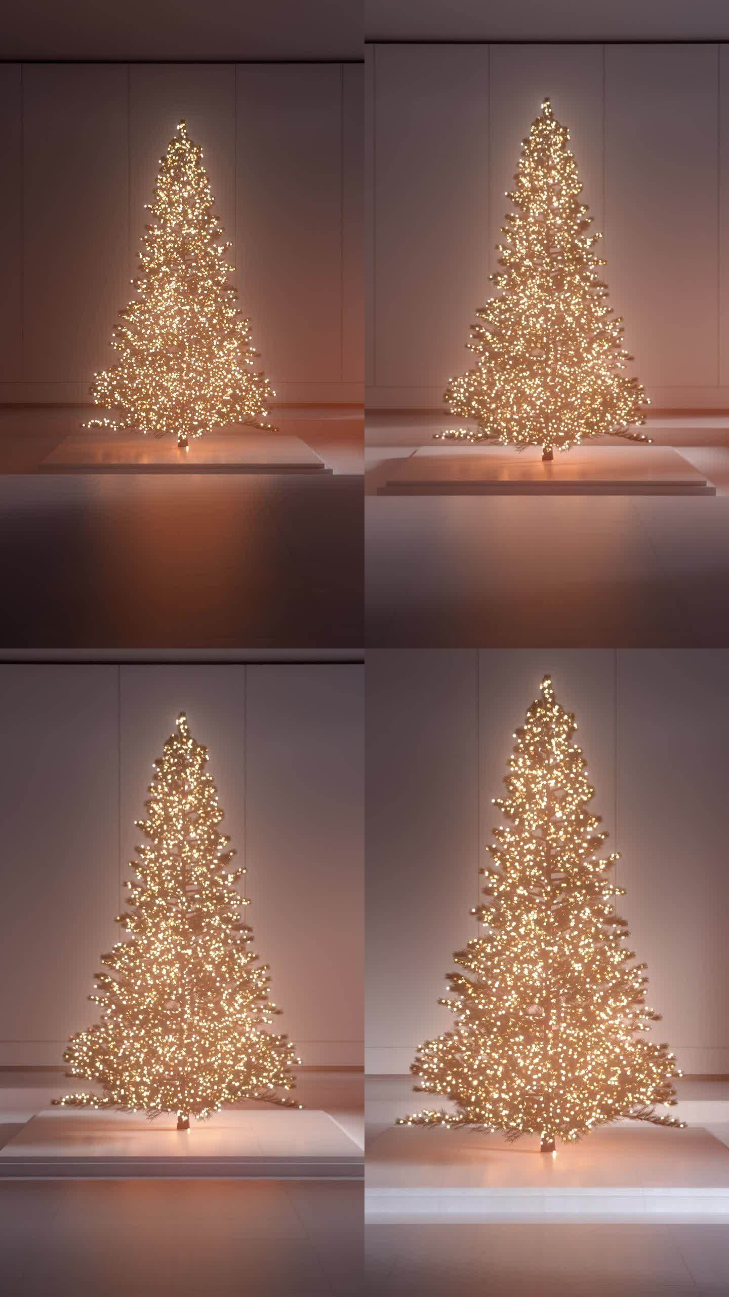 在一个结合了现代风格和传统魅力的空间里庆祝圣诞节，就像在这个发光的树展示中看到的那样。