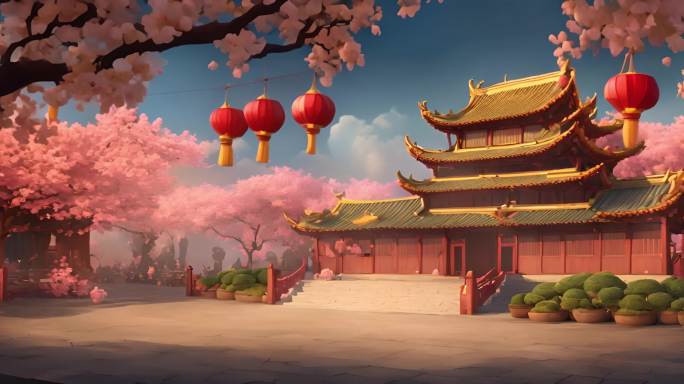 中式庭院中国风背景视频素材背景