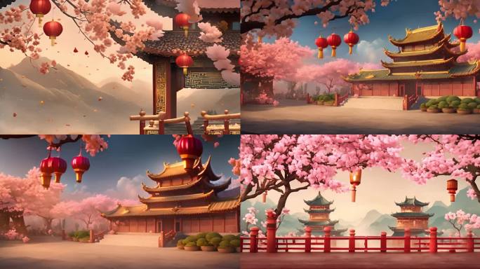 中式庭院中国风背景视频素材背景
