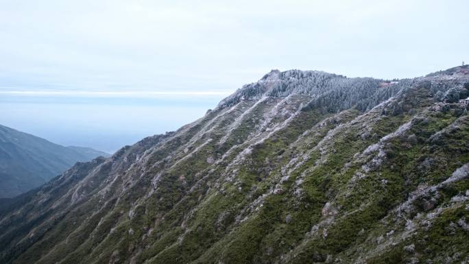 湖南南岳衡山松树凇雪景祝融峰