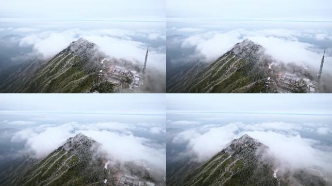 湖南南岳衡山雾凇雪景航拍