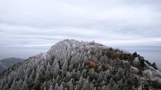 湖南南岳衡山松树凇雪景祝融峰