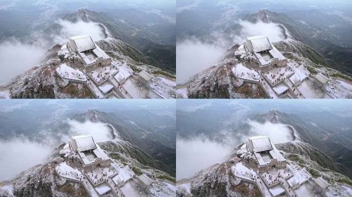 湖南南岳衡山松树凇雪景祝融峰