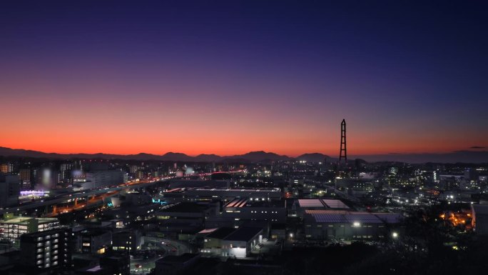 从山顶看到的北九州市景