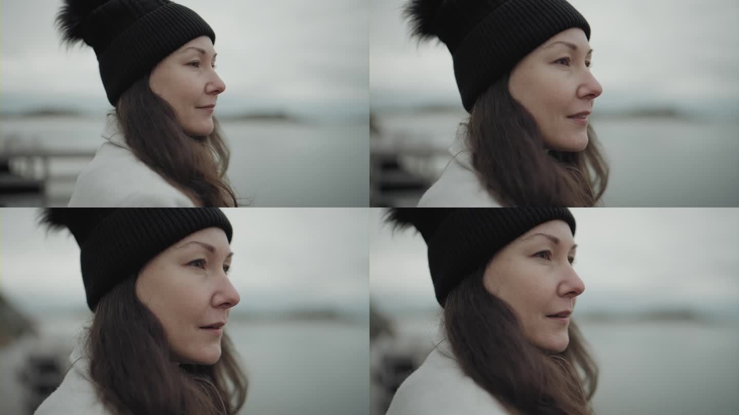 站在瑞典西海岸看风景的女人