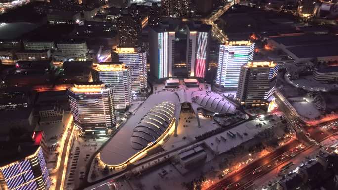 大连高新区雪景航拍