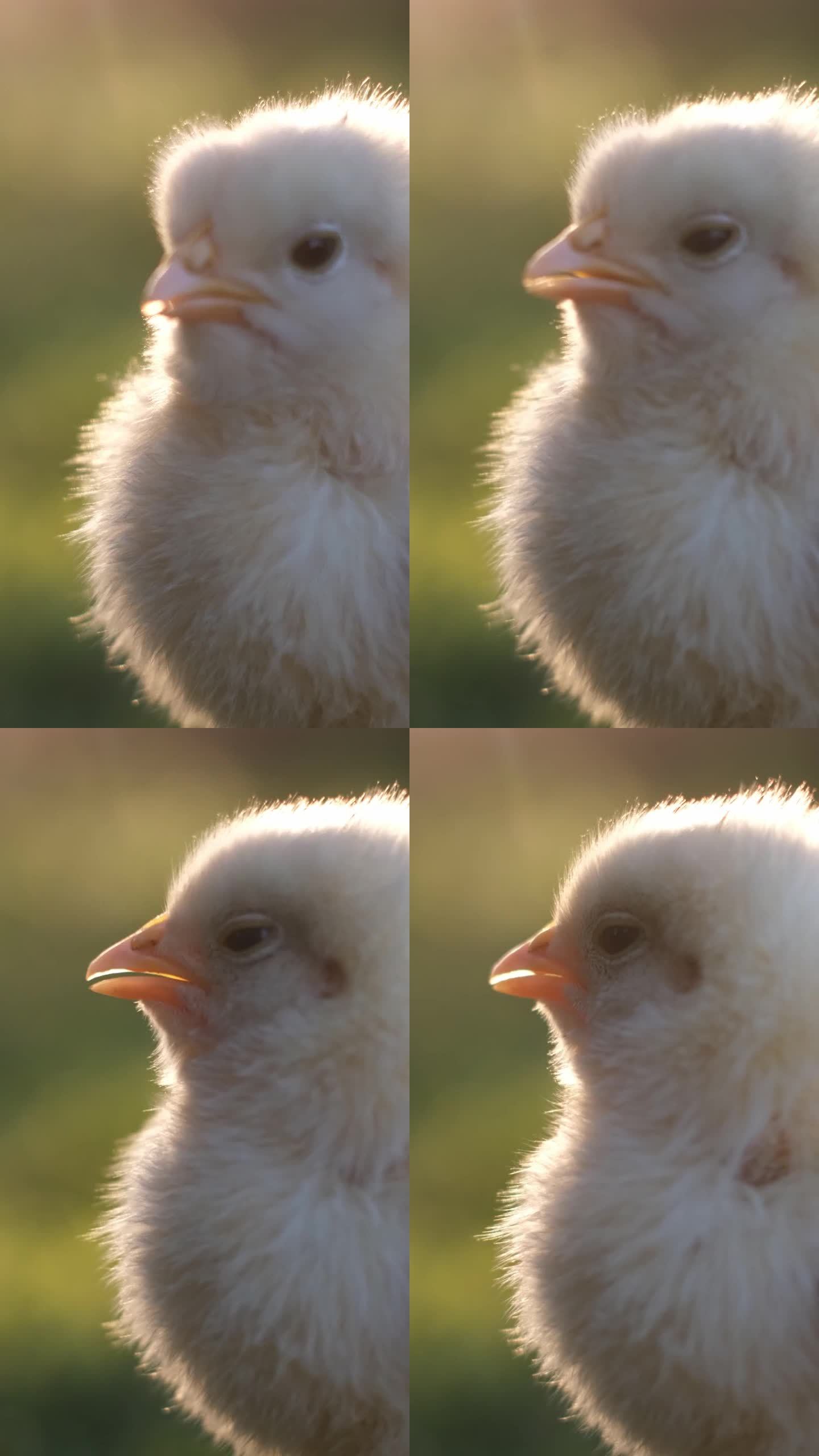 小鸡，特写。垂直视频