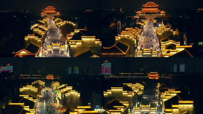 襄阳古城夜景航拍
