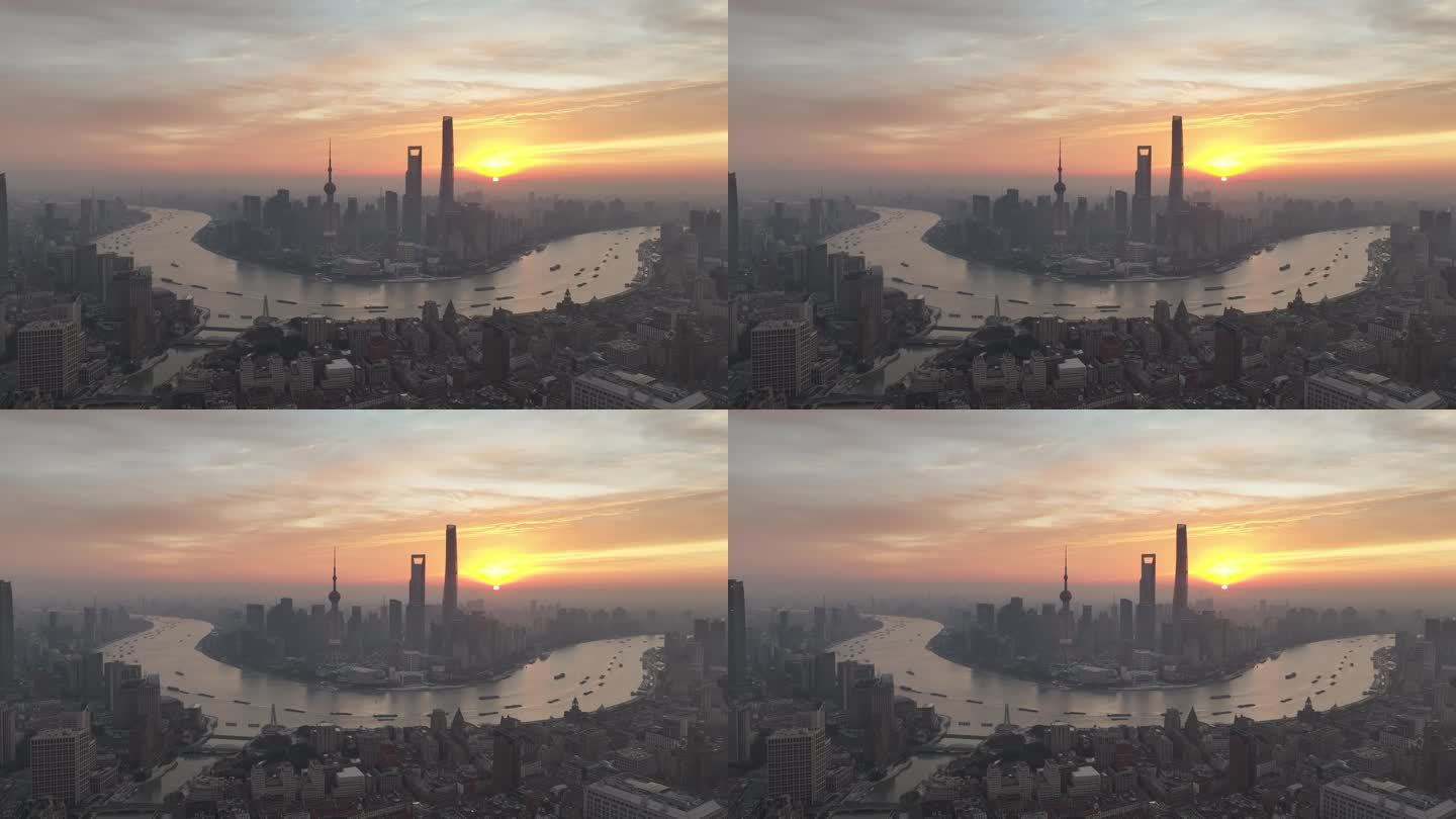 上海日出 陆家嘴 城市风光 黄浦江 清晨