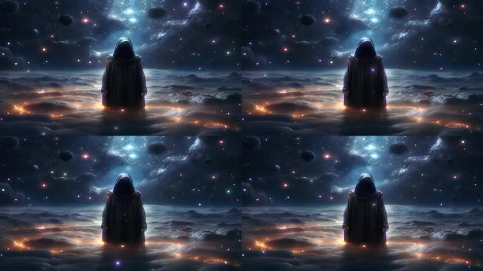 4K梦幻科幻魔幻黑魔法师星空星夜概念背景