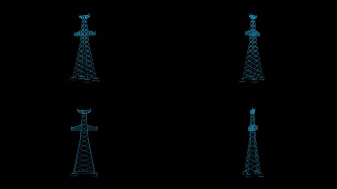 电塔 信号塔 蓝色科技全息高压电塔