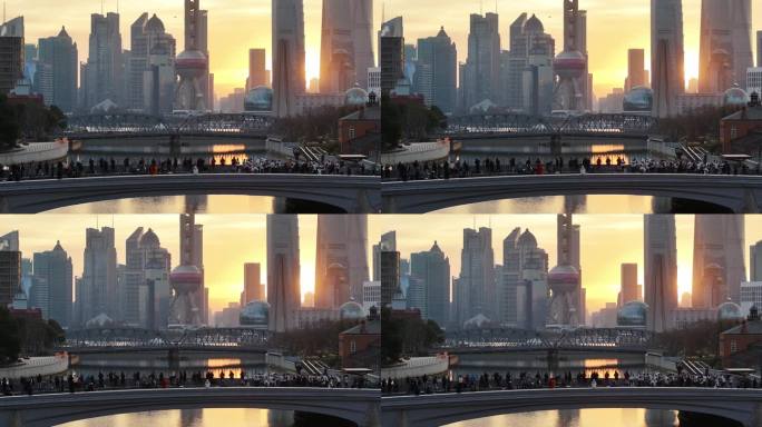 上海日出 陆家嘴 苏河湾 桥 城市发展