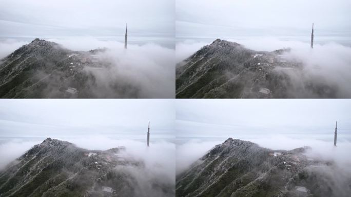 湖南南岳衡山雾凇雪景航拍