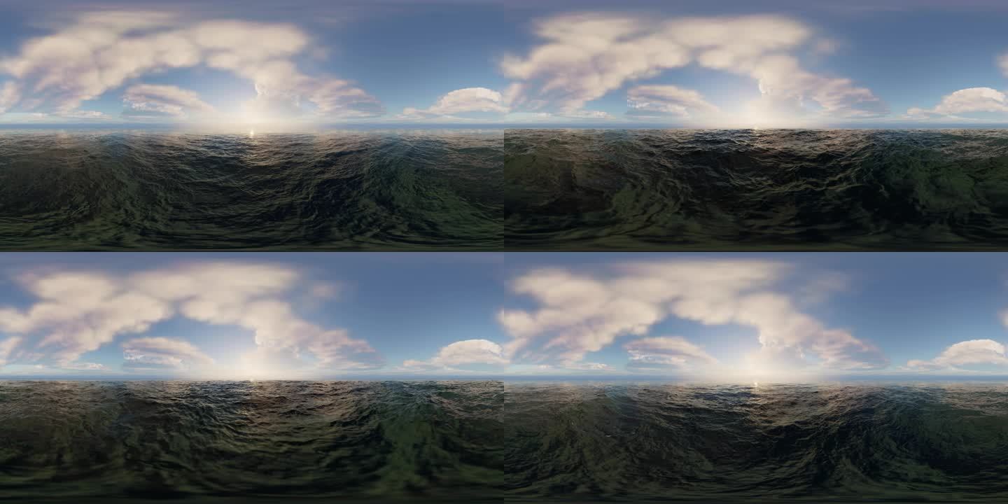 大海  海平面360 VR全景俯冲