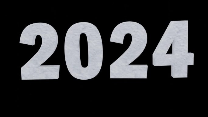 2024年新年快乐发光的动画文字2024年新年美丽的雪