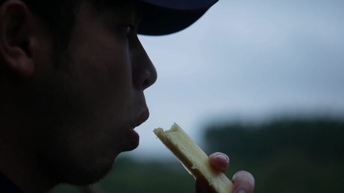 萝卜玉米菠萝炒饭吃饭空镜