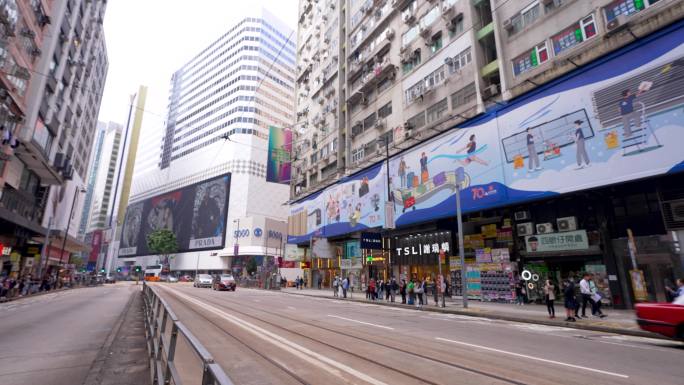 4K香港传统交通方式双层有轨电车叮叮车4