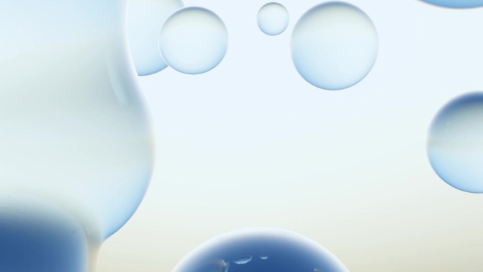 白色背景上的蓝色乳化液球体