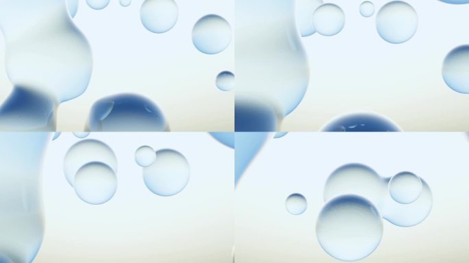 白色背景上的蓝色乳化液球体