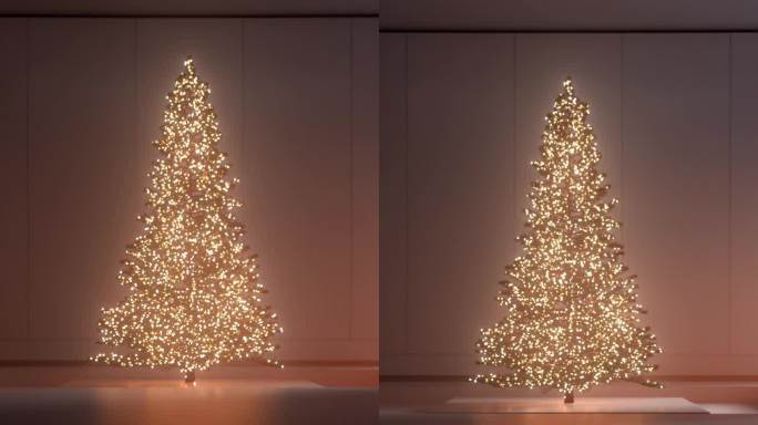 节日的精致与当代设计在这张图片中展示了一棵发光的圣诞树作为焦点。