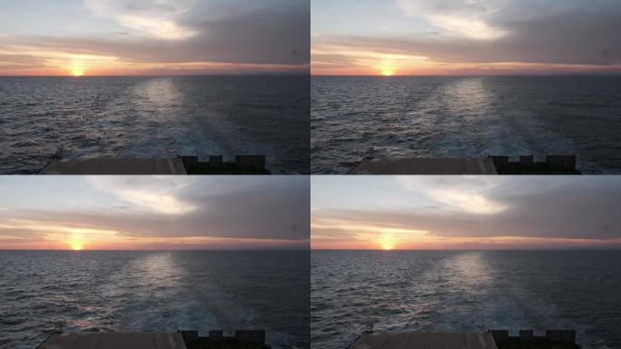 西沙群岛南海游轮黄昏航拍