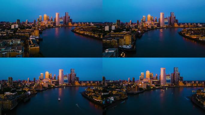 泰晤士河和伦敦城市夜景