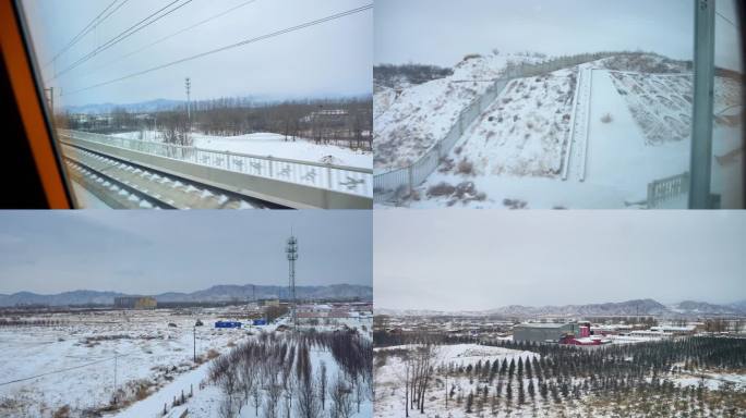 高铁窗外雪景农田大雪覆盖 窗外雪景寒冷