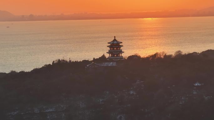 4K无锡地标 大剧院夕阳 夜景航拍