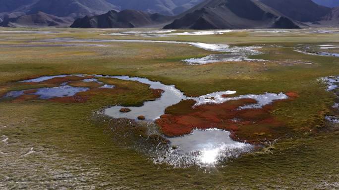 航拍西藏阿里班公湖自然风光