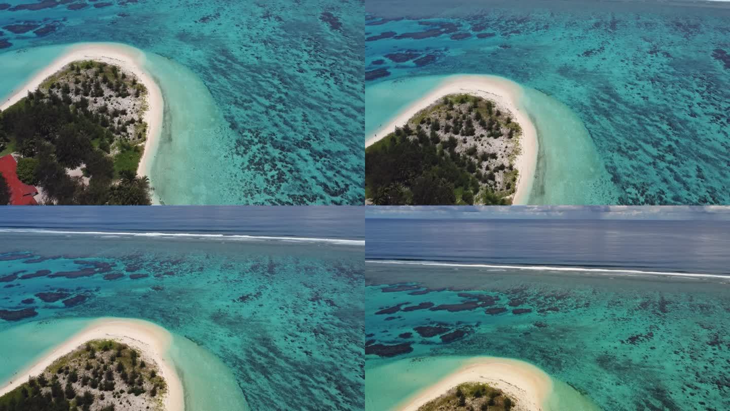 倾斜无人机拍摄的马纳哈岛，露出马里亚纳海沟