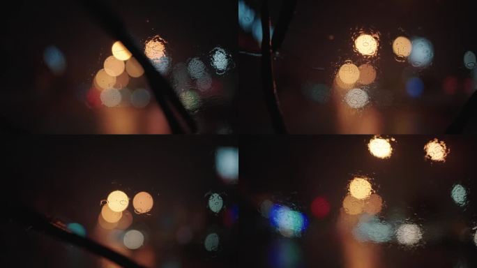 晚上在雨中开车。