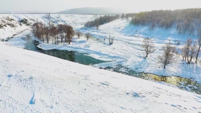 航拍内蒙古雪景