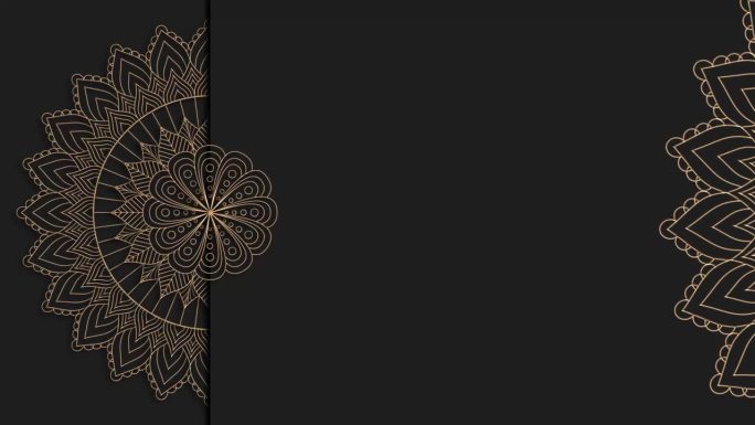抽象装饰数字手绘金曼陀罗装饰黑色背景。花卉复古装饰元素的东方图案。