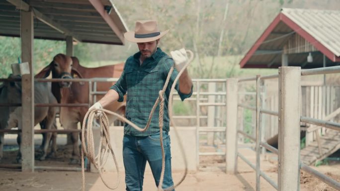 乡村牛仔生活:美国西部的户外牲畜管理、牧牛和系绳技巧。