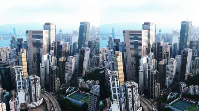 鸟瞰香港现代建筑的外观