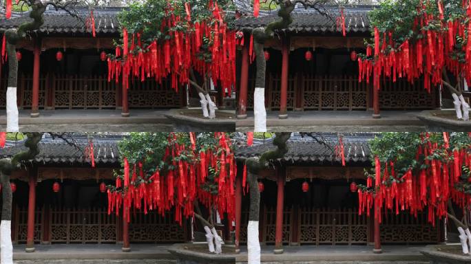 寺院古建与祈福丝带