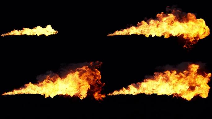 在深黑色的背景下，一股强大的火焰吸引了观众的注意力，这是一个引人注目的场景，并配有专门为视频应用制作