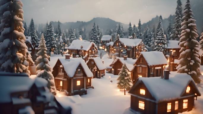 房屋上的雪景视频素材背景平安夜圣诞节