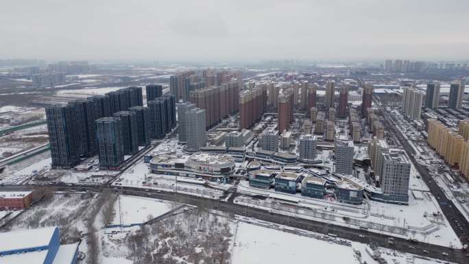 航拍北京东燕郊雪景  最美燕郊