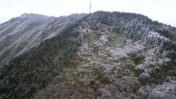 湖南南岳衡山雾凇雪景航拍