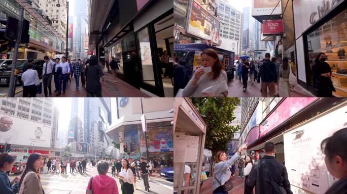 4K香港铜锣湾街市城市街景人文人流延时