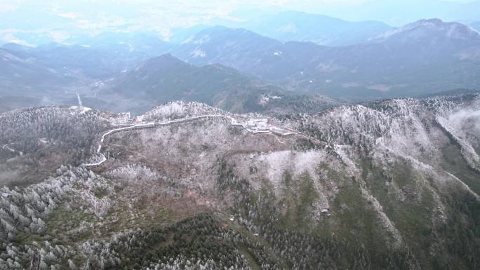 湖南南岳衡山雾凇雪景航拍