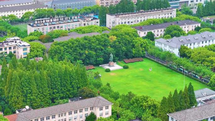 上海市华东理工大学徐汇校区航拍校园风景风