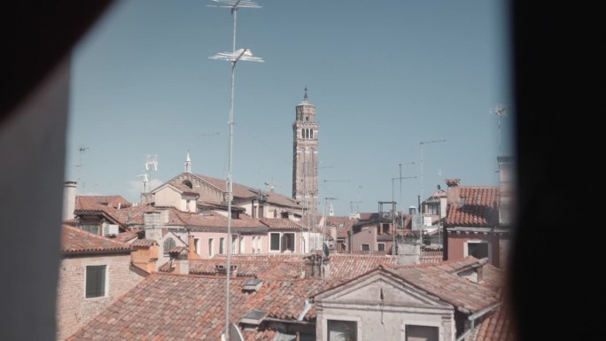 威尼斯街道的景色特写空镜建筑群
